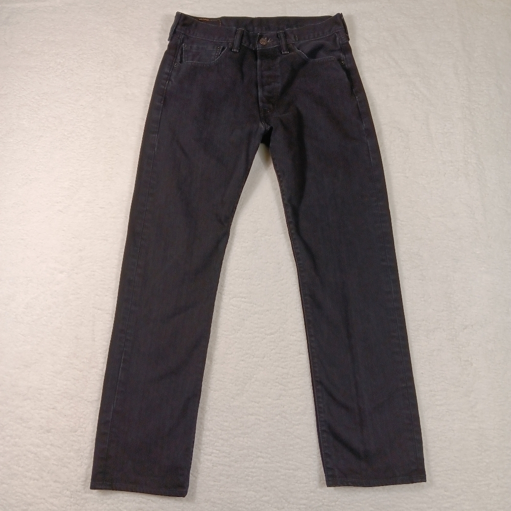 Levi’s 501 Jeans Mens 32x32 Black Denim Button Fly Straight Leg Regular Fit